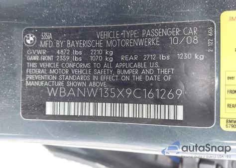 2009 BMW 535I z USA, uszkodzony, nr VIN WBANW135X9C161269